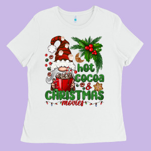 Hot Cocoa And Christmas Movie Ladies Tee Designed By Bundleandbundleshop