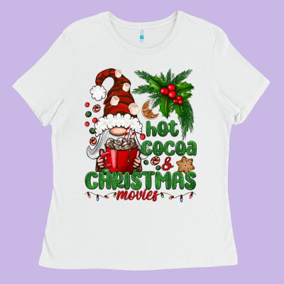 Hot Cocoa And Christmas Movie Ladies Tee Designed By Bundleandbundleshop