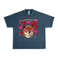 Midnight Navy valentine's shiba inu Urban Heavy Tee - RanaPortraitStore