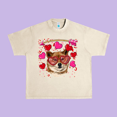 Valentine's Shiba Inu Urban Heavy Tee Designed By Ranaportraitstore