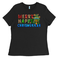 Black merry happy chrismukkah Ladies Tee - FaDigitalArtStudio
