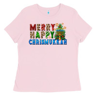 Bubblegum Pink merry happy chrismukkah Ladies Tee - FaDigitalArtStudio