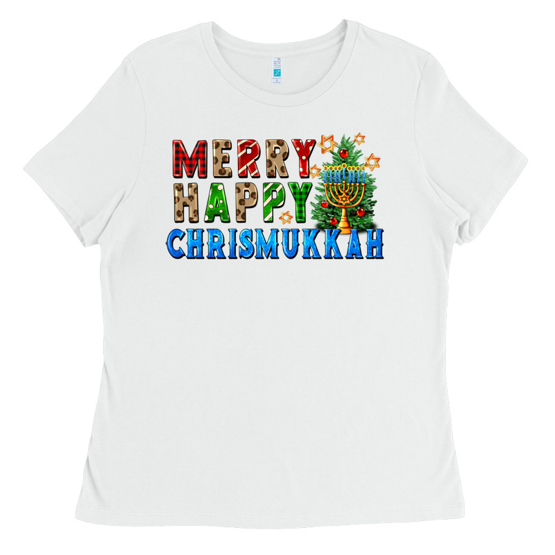 Merry Happy Chrismukkah Ladies Tee by FaDigitalArtStudio | Teevron