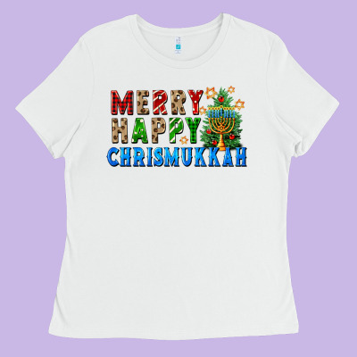 Merry Happy Chrismukkah Ladies Tee Designed By Fadigitalartstudio