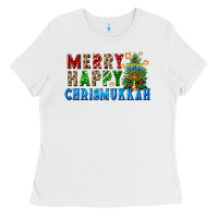 White merry happy chrismukkah Ladies Tee - FaDigitalArtStudio