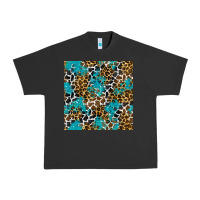Turquoise Glitter Cowhide Leopard Seamless Pattern Urban Heavy Tee | Teevron
