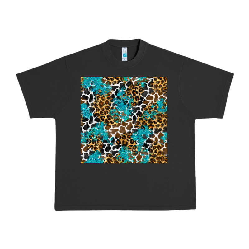 Turquoise Glitter Cowhide Leopard Seamless Pattern Urban Heavy Tee by BundleAndBundleShop | Teevron