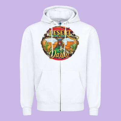 Desert Darlin' Sunglassess Zipper Hoodie Designed By Jahusdesignshop