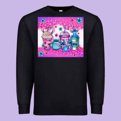 Stitch Coffee Cups Premium Sweatshirt Designed By Jasminsmagicworld