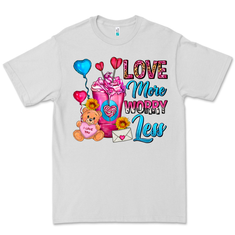 Love More Worry Less Valentines Day Cold Drink Premium Tee by FaDigitalArtStudio | Teevron