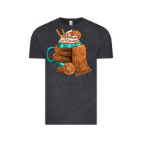 Vintage Black Winter Coffee Cup With Scarf Vintage Tee - FaDigitalArtStudio