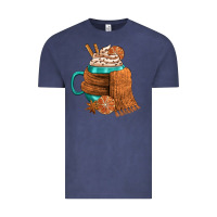 Vintage Denim Winter Coffee Cup With Scarf Vintage Tee - FaDigitalArtStudio