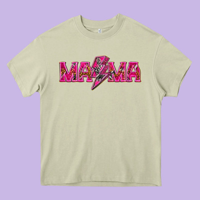 Mama Neon Lightning Bolt Mother's Day Heavy Core Tee Designed By Howdyjamesfarm