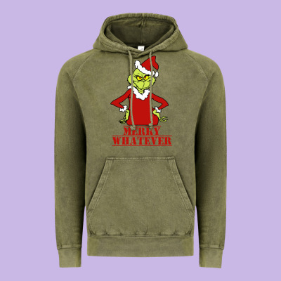 Merry Whatever Grinch Vintage Hoodie Designed By Artisfamous