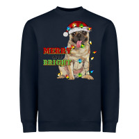 Navy merry and bright pug Heavyweight Sweatshirt - RanaPortraitStore