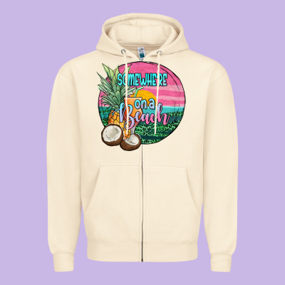 Somewhere On A Beach Zipper Hoodie Designed By Jahusdesignshop
