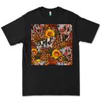 Black Western Spotted Pig With Sunflowers Seamless Premium Tee - FaDigitalArtStudio