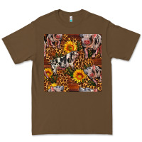Cacao Western Spotted Pig With Sunflowers Seamless Premium Tee - FaDigitalArtStudio