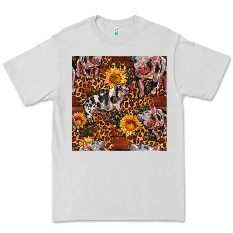Western Spotted Pig With Sunflowers Seamless Premium Tee by FaDigitalArtStudio | Teevron