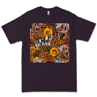 Plum Western Spotted Pig With Sunflowers Seamless Premium Tee - FaDigitalArtStudio