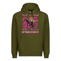 Army Green just a girl who loves baby spinosaurus Premium Hoodie - Artiststas