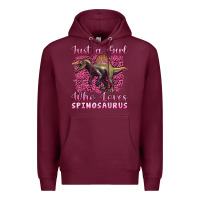 Burgundy just a girl who loves baby spinosaurus Premium Hoodie - Artiststas