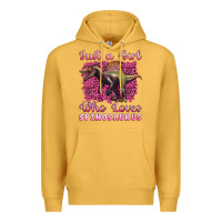 Mustard just a girl who loves baby spinosaurus Premium Hoodie - Artiststas