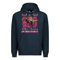 Navy just a girl who loves baby spinosaurus Premium Hoodie - Artiststas