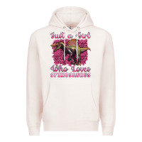 Pale Pink just a girl who loves baby spinosaurus Premium Hoodie - Artiststas
