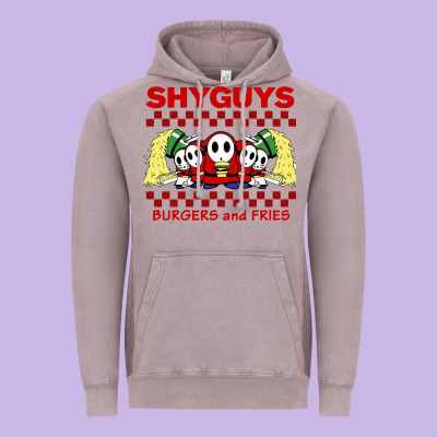 Shy Guys Burger And Fries Vintage Hoodie Designed By Artisfamous
