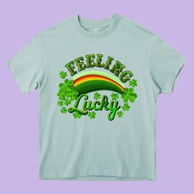 Feeling Lucky With Rainbow Heavy Core Tee Designed By Ranaportraitstore