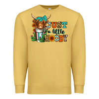 Antique Gold just a little moody coffee cup long haired cow Premium Sweatshirt - Jasminsmagicworld