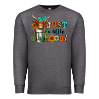 Charcoal Heather just a little moody coffee cup long haired cow Premium Sweatshirt - Jasminsmagicworld