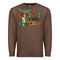 Chestnut just a little moody coffee cup long haired cow Premium Sweatshirt - Jasminsmagicworld