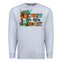 Heather Grey just a little moody coffee cup long haired cow Premium Sweatshirt - Jasminsmagicworld