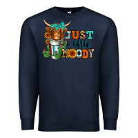 Navy just a little moody coffee cup long haired cow Premium Sweatshirt - Jasminsmagicworld