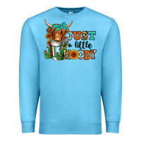Ocean Blue just a little moody coffee cup long haired cow Premium Sweatshirt - Jasminsmagicworld