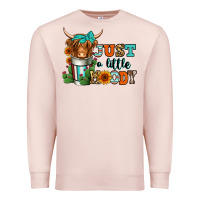 Pale Pink just a little moody coffee cup long haired cow Premium Sweatshirt - Jasminsmagicworld