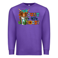 Purple just a little moody coffee cup long haired cow Premium Sweatshirt - Jasminsmagicworld