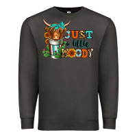 Smoke just a little moody coffee cup long haired cow Premium Sweatshirt - Jasminsmagicworld