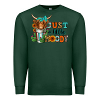 Sports Green just a little moody coffee cup long haired cow Premium Sweatshirt - Jasminsmagicworld