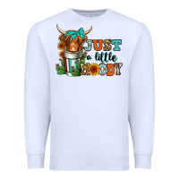 White just a little moody coffee cup long haired cow Premium Sweatshirt - Jasminsmagicworld