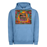 Pigment Pebble Blue mama bear leopard and aztec Urban Hoodie - RanaPortraitStore