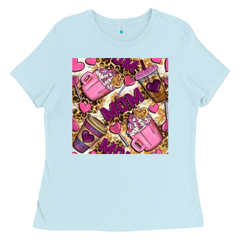Mom Coffee Cups With Leopard Digital Paper Ladies Tee by BundleAndBundleShop | Teevron
