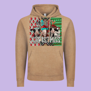 Mooey Christmas Vintage Hoodie Designed By Cowhidedigitalart