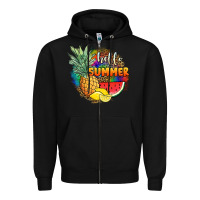 Black hello summer pineapple Zipper Hoodie - JahusDesignShop