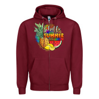 Burgundy hello summer pineapple Zipper Hoodie - JahusDesignShop