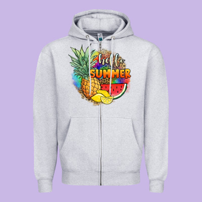 Hello Summer Pineapple Zipper Hoodie Designed By Jahusdesignshop