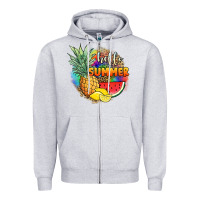 Heather Grey hello summer pineapple Zipper Hoodie - JahusDesignShop