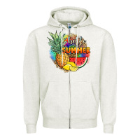 Oatmeal Heather hello summer pineapple Zipper Hoodie - JahusDesignShop